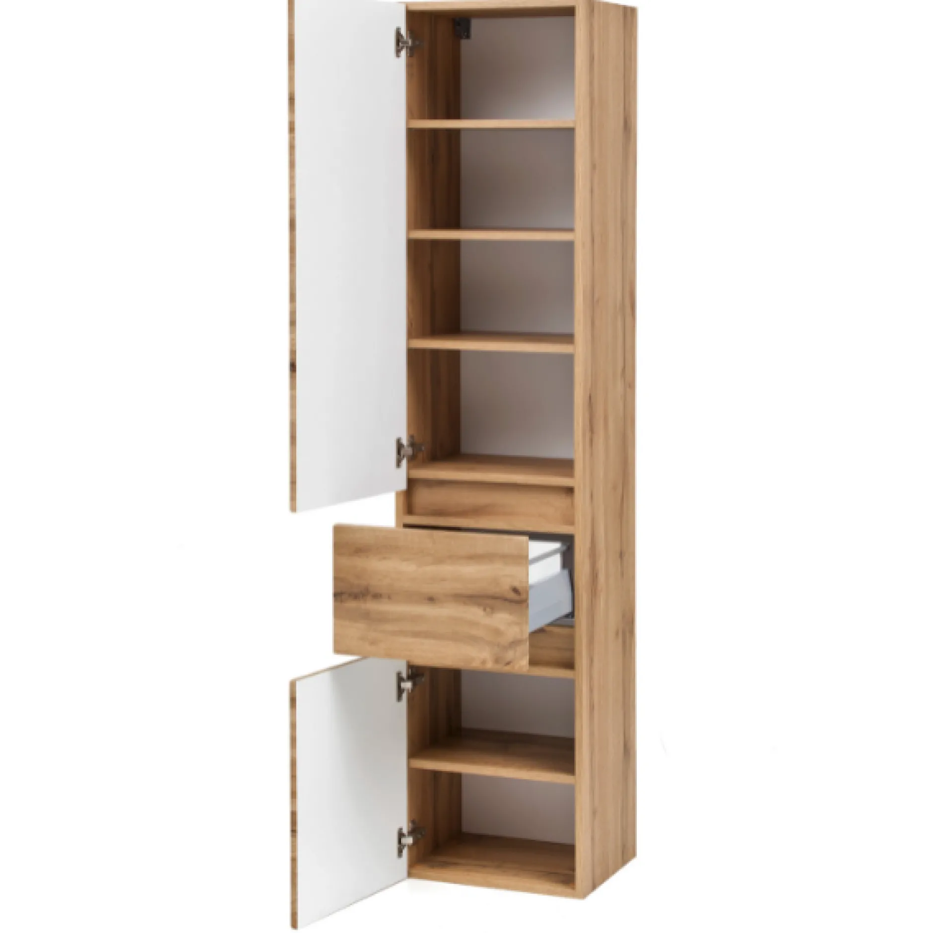 Säulenschrank Pisca 40cm 1 Schublade und 2 Türen - Eiche