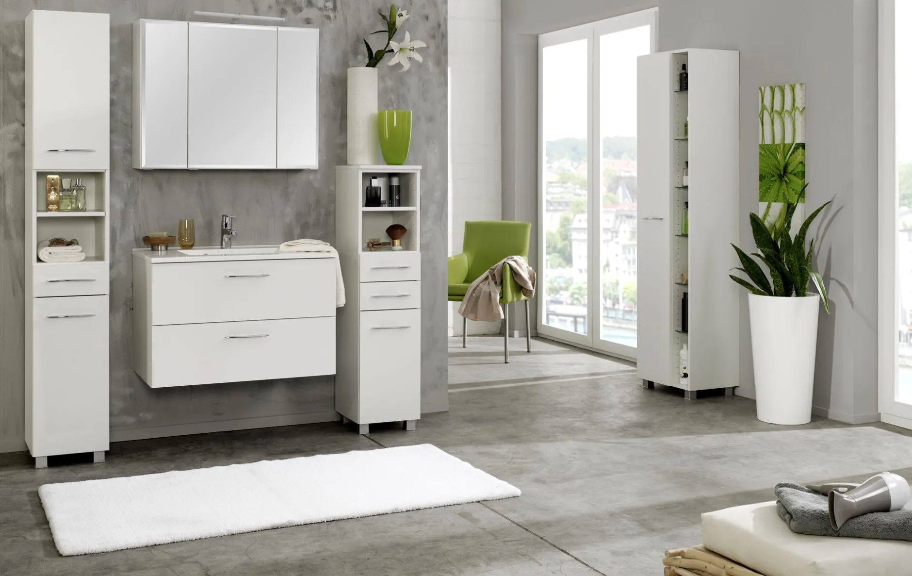 Säulenschrank Portofino | 30 x 35 x 180 cm | weiß