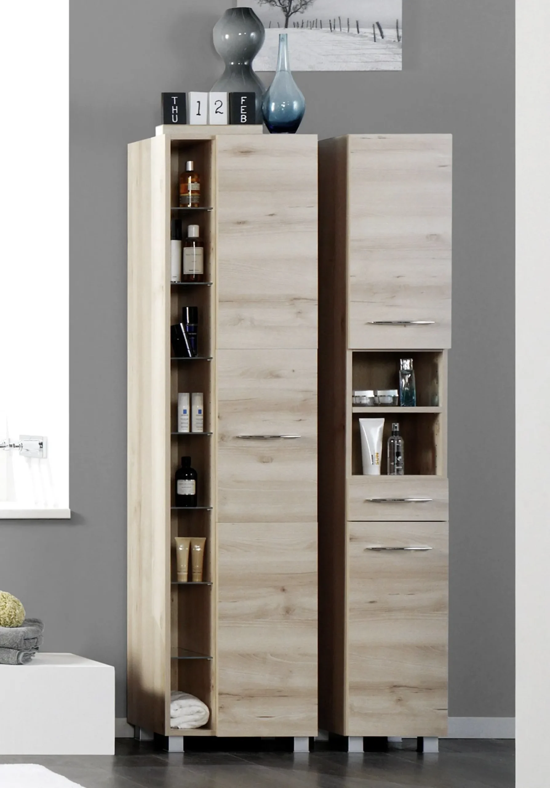 Säulenschrank Portofino | 30 x 35 x 180 cm | Beech Oak Design