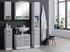 Säulenschrank Ricca 25cm 2 Türen und 1 Schublade - weiß/hellgrau
