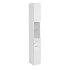 Säulenschrank Ricca 25cm 2 Türen und 1 Schublade - weiß