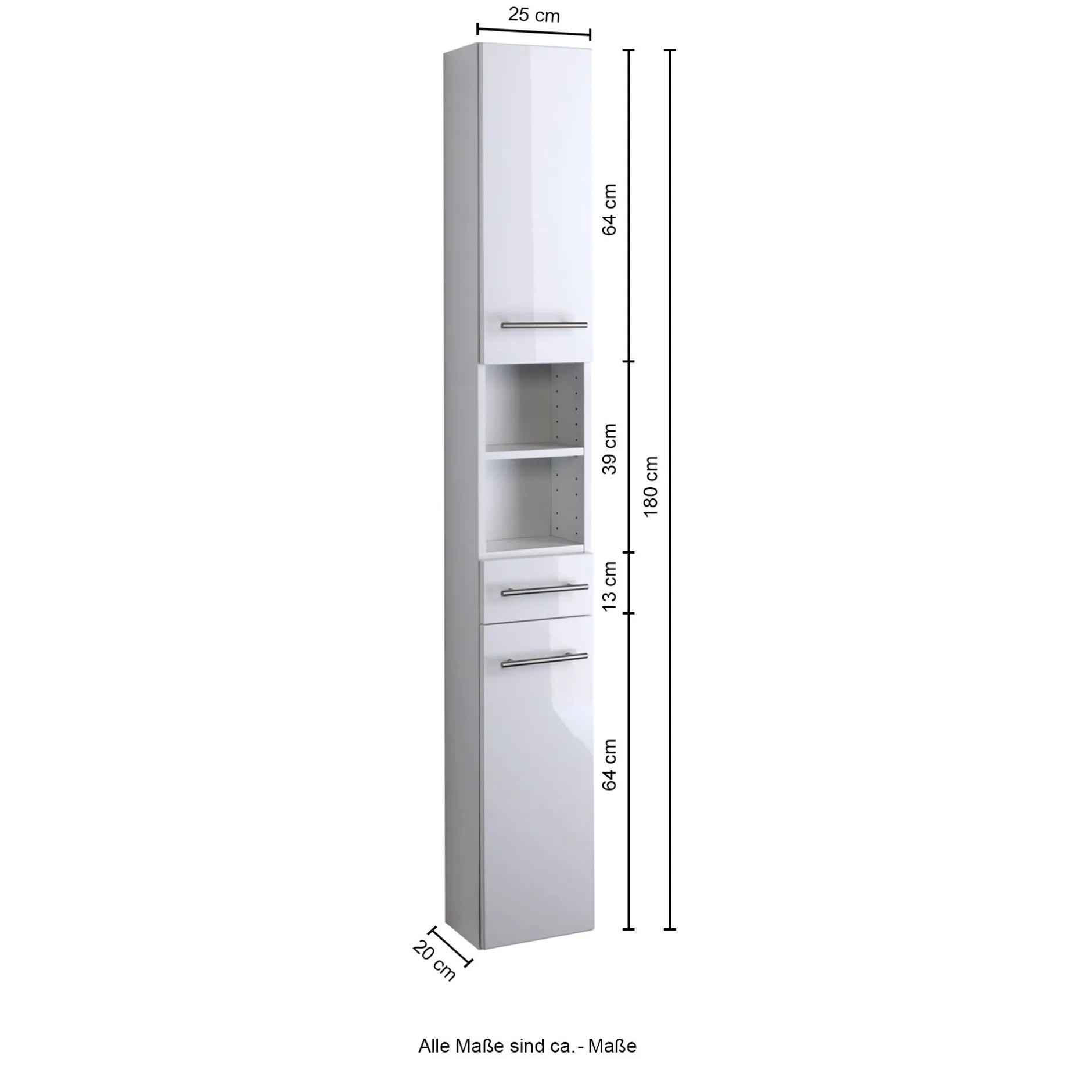 Säulenschrank Small 25cm 1 Schublade und 2 Türen - hochglänzend lila