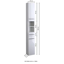 Säulenschrank Small 25cm 1 Schublade und 2 Türen - hochglanz-grau