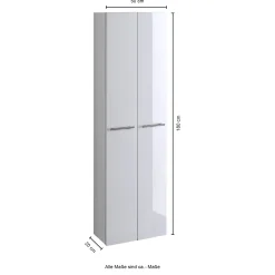 Säulenschrank Small 50cm 2 Türen - Hochglanz weiß