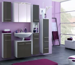 Säulenschrank Small 25cm 1 Tür und 2 Schubladen - hochglanz-grau