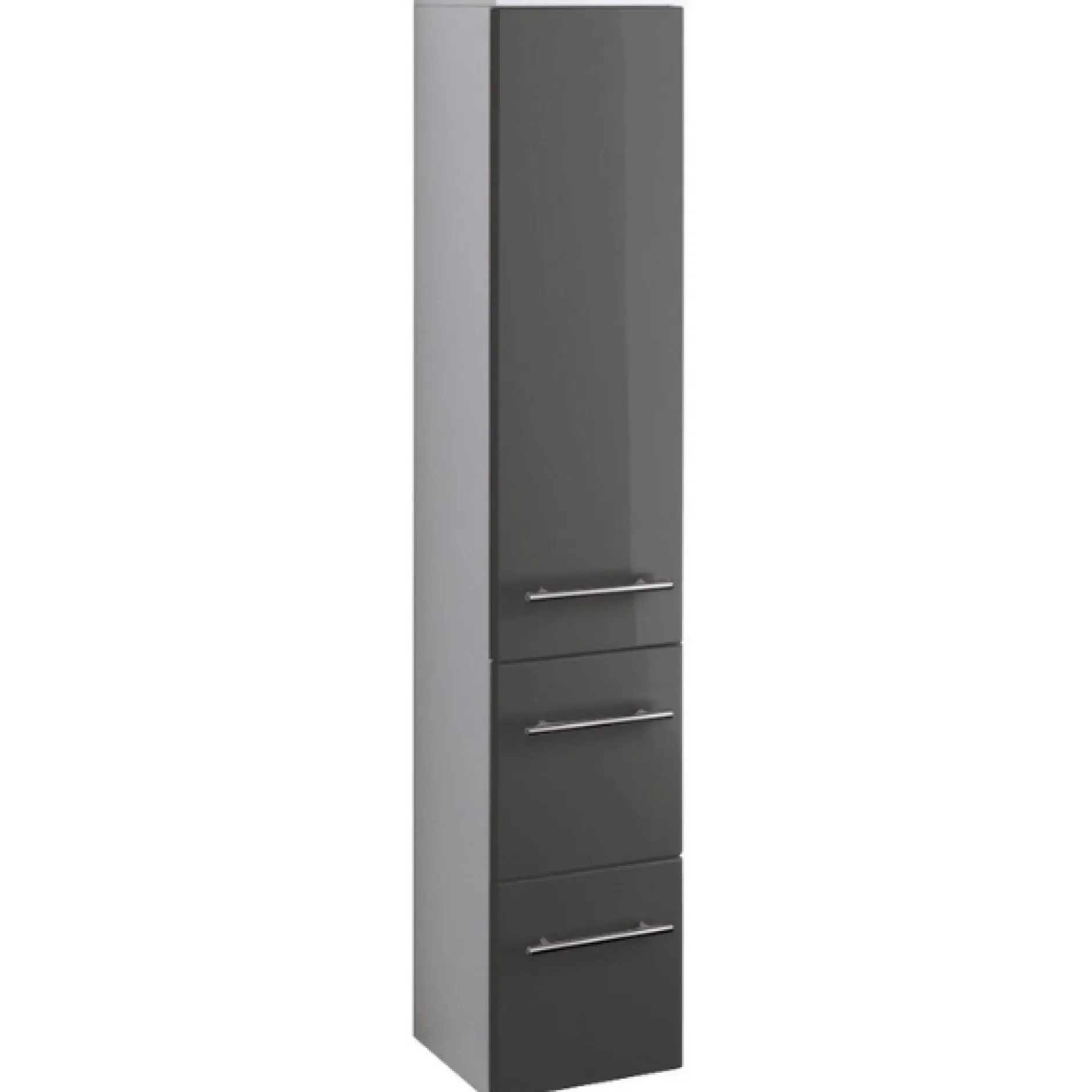 Säulenschrank Small 25cm 1 Tür und 2 Schubladen - hochglanz-grau