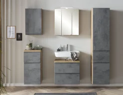 Säulenschrank Varese | 40 x 35 x 180 cm | Betonfarbenes Design
