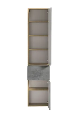 Säulenschrank Varese | 40 x 35 x 180 cm | Betonfarbenes Design