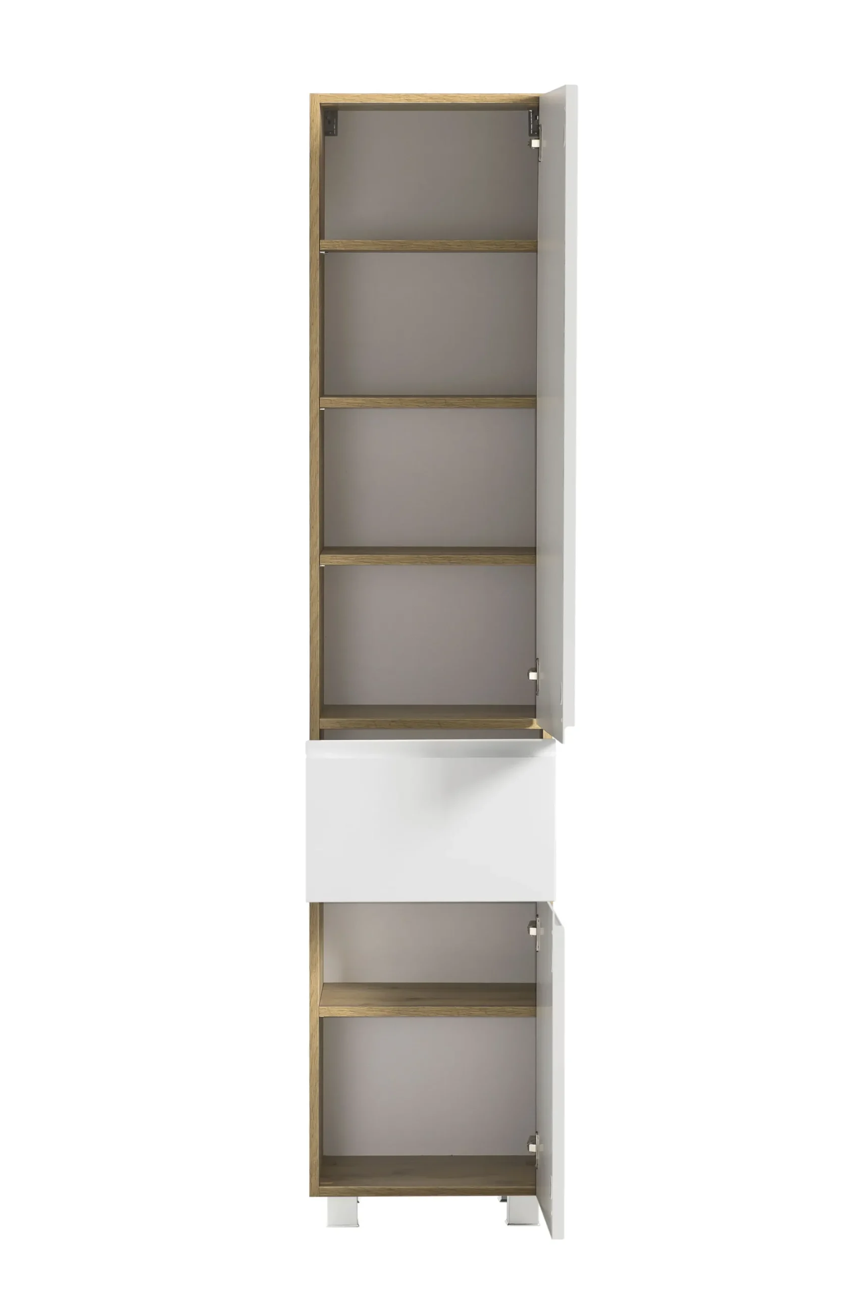 Säulenschrank Varese | 40 x 35 x 180 cm | Wotan Oak / weißes Design