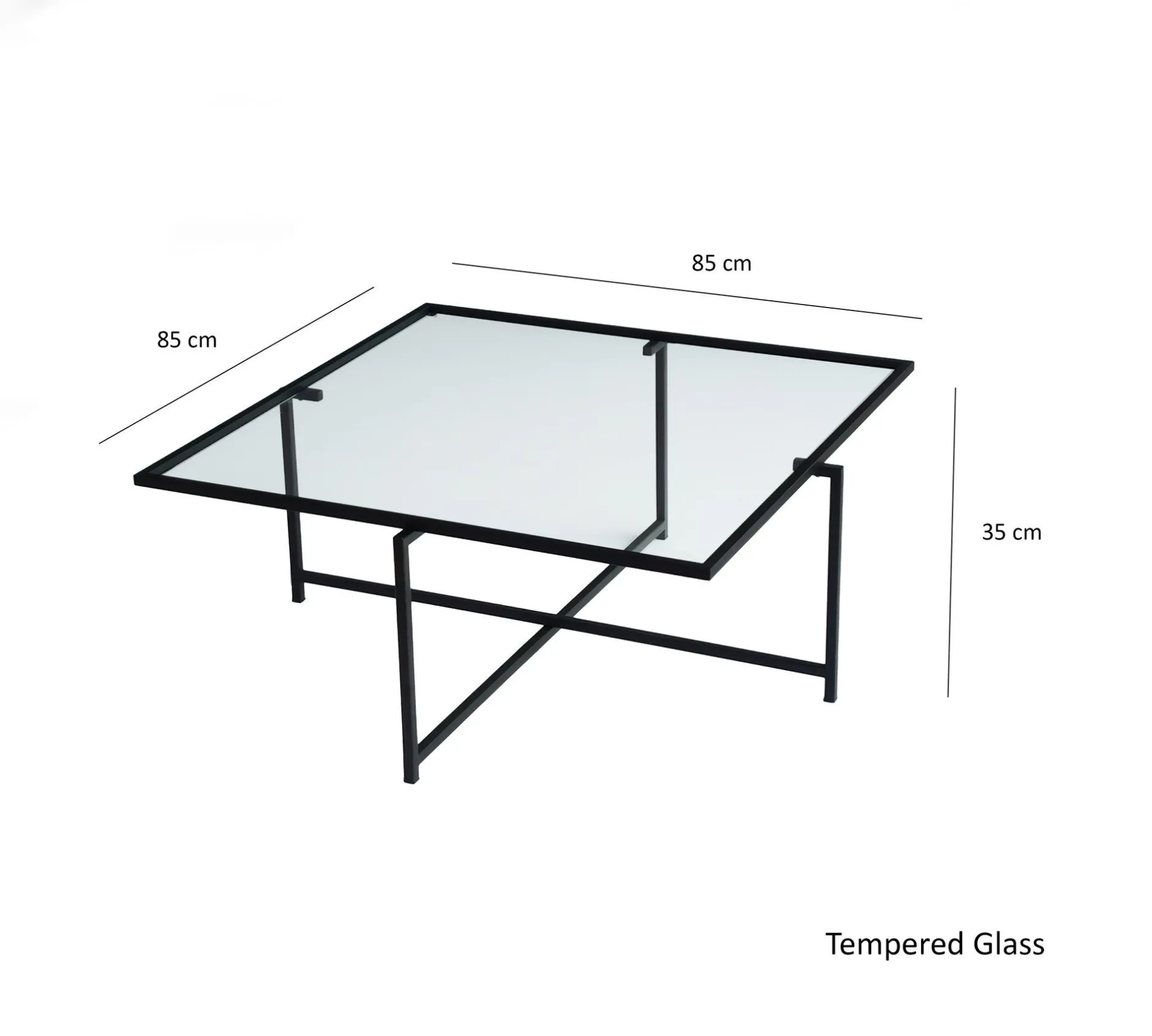 Sun Couchtisch | GEHÄRTETES GLAS | Schwarz
