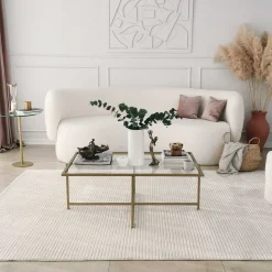 Sun Couchtisch | GEHÄRTETES GLAS | Gold