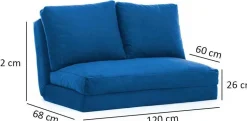 Taida 2-Sitzer-Schlafsofa | Metallrahmen | Blau