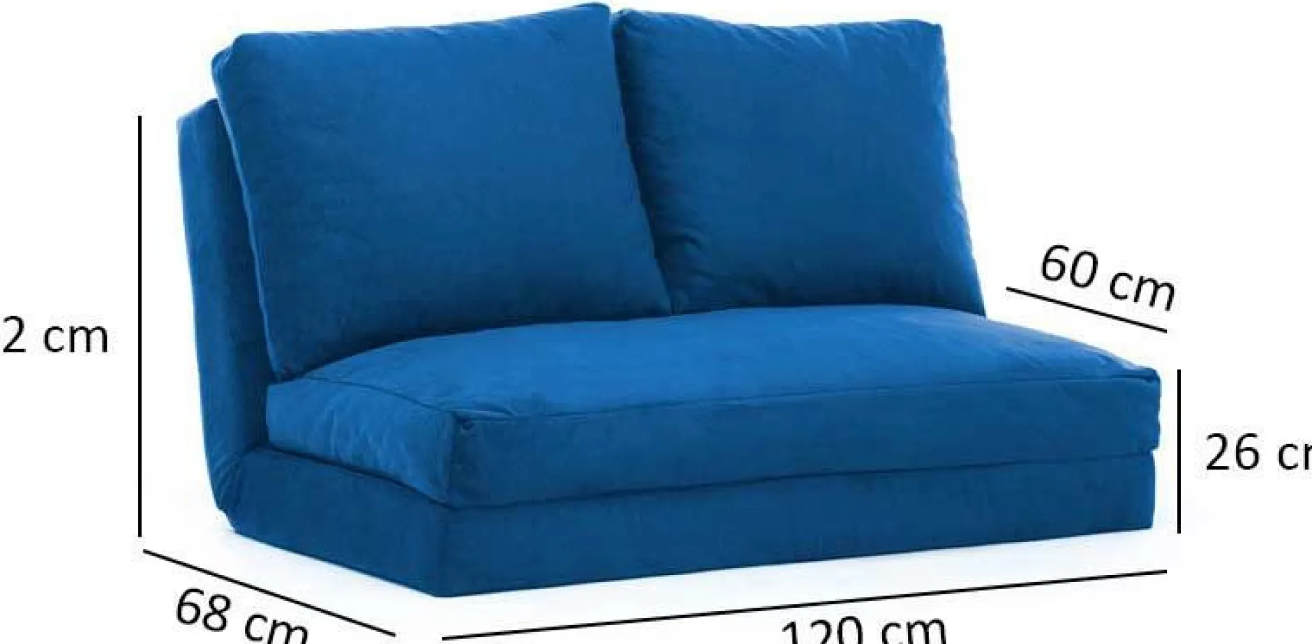 Taida 2-Sitzer-Schlafsofa | Metallrahmen | Blau