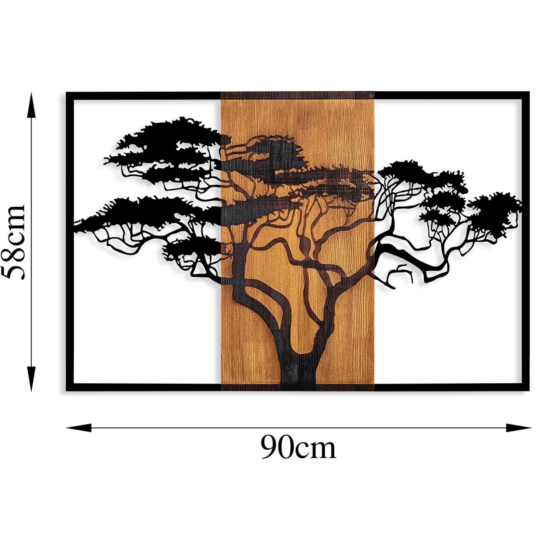 Tanelorn Dekoratives Wandaccessoire aus Holz | Holz & Metall | 90 x 58 cm