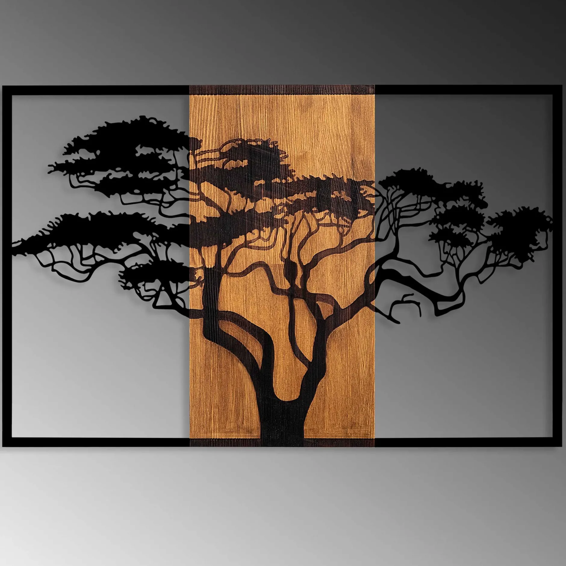 Tanelorn Dekoratives Wandaccessoire aus Holz | Holz & Metall | 90 x 58 cm