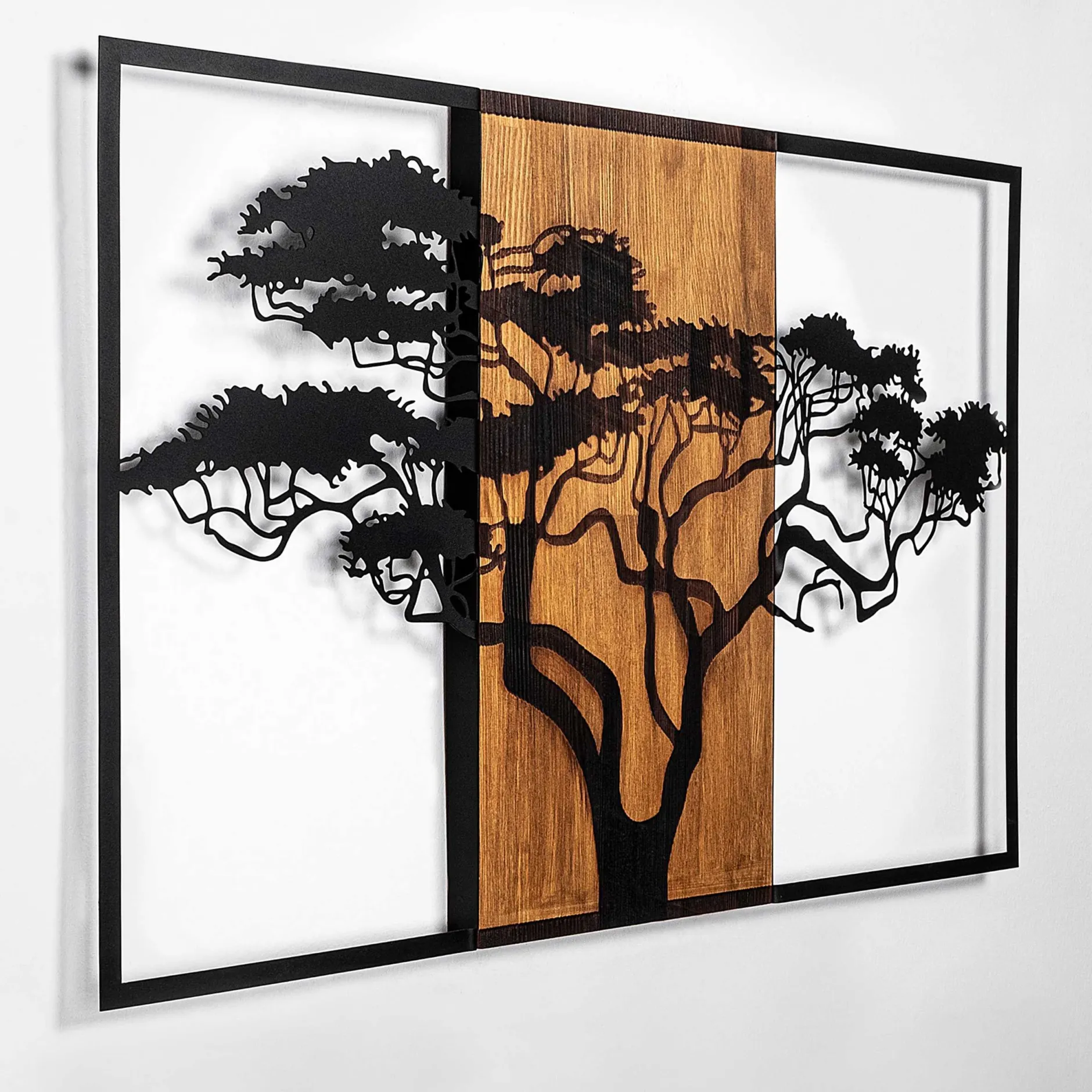 Tanelorn Dekoratives Wandaccessoire aus Holz | Holz & Metall | 90 x 58 cm