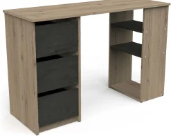 Tania Schreibtisch - 113x42x73cm - mit 3 Schubladen - Eiche Dekor/schwarz