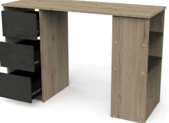 Tania Schreibtisch - 113x42x73cm - mit 3 Schubladen - Eiche Dekor/schwarz