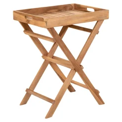 Teakholz Tablett Tisch - Naturholz Finish, 29x39x49,5 cm