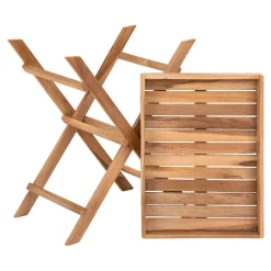 Teakholz Tablett Tisch - Naturholz Finish, 29x39x49,5 cm