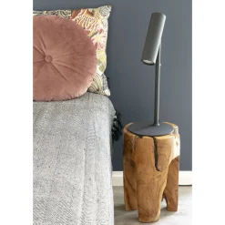 Teak Rose Hocker: Natural Finish, 3 Beine - Ø26x40 cm