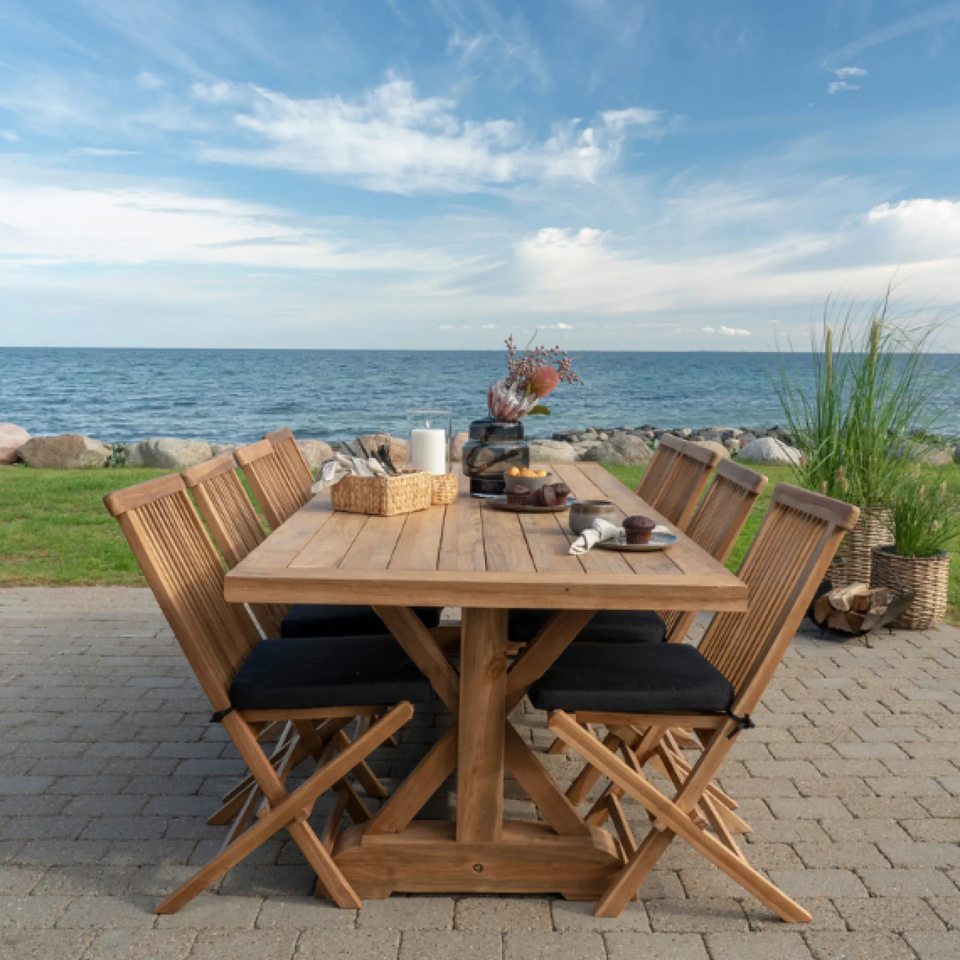 Teak Volos Esstisch - Natur, 100x240x75 cm