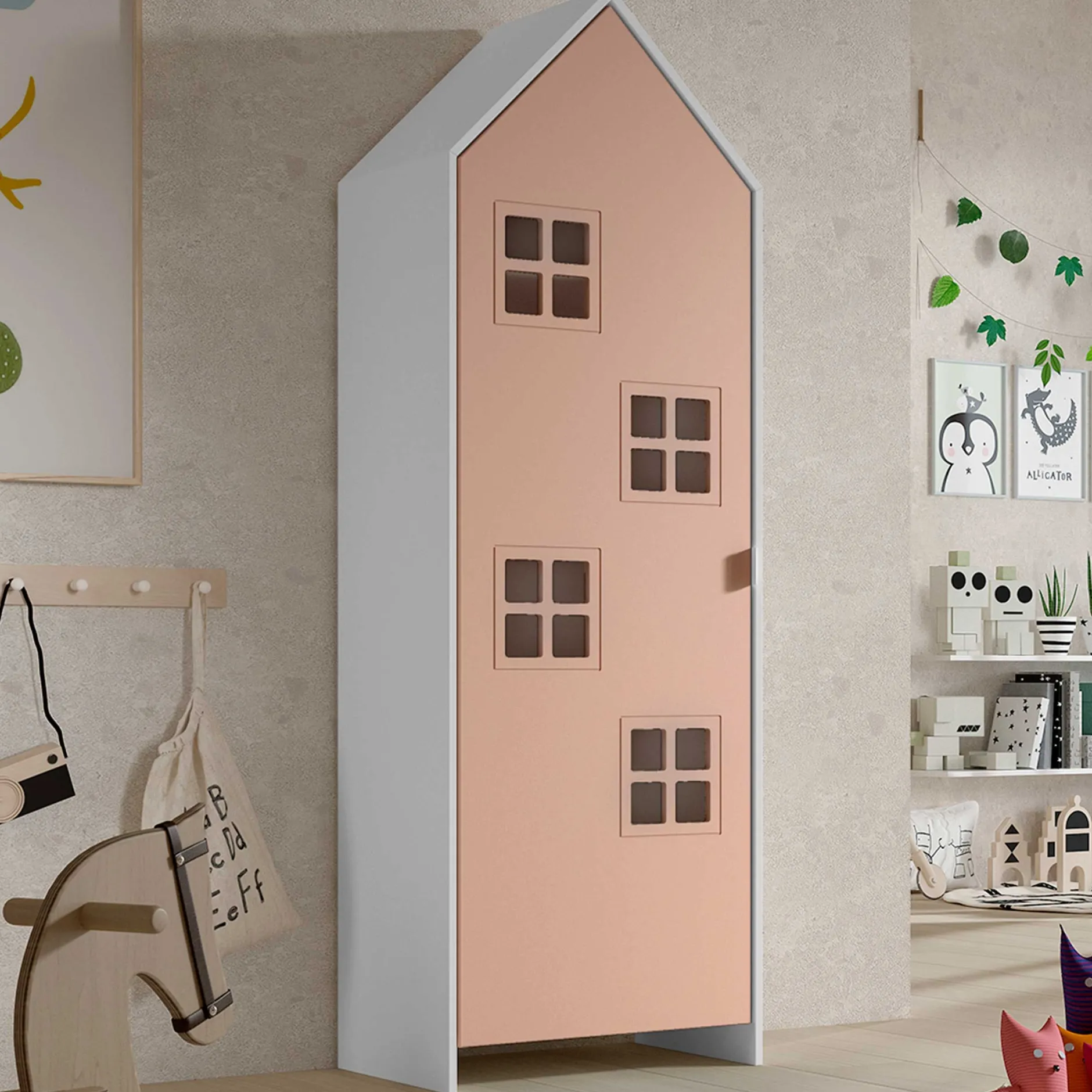 3-teiliger Kleiderschrank Casami Bruges - 173x37x172 cm - Gelb/Grün/Weiß