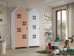 2-teiliger Kleiderschrank Casami Brügge - 115x37x172 cm - Rosa/Weiß
