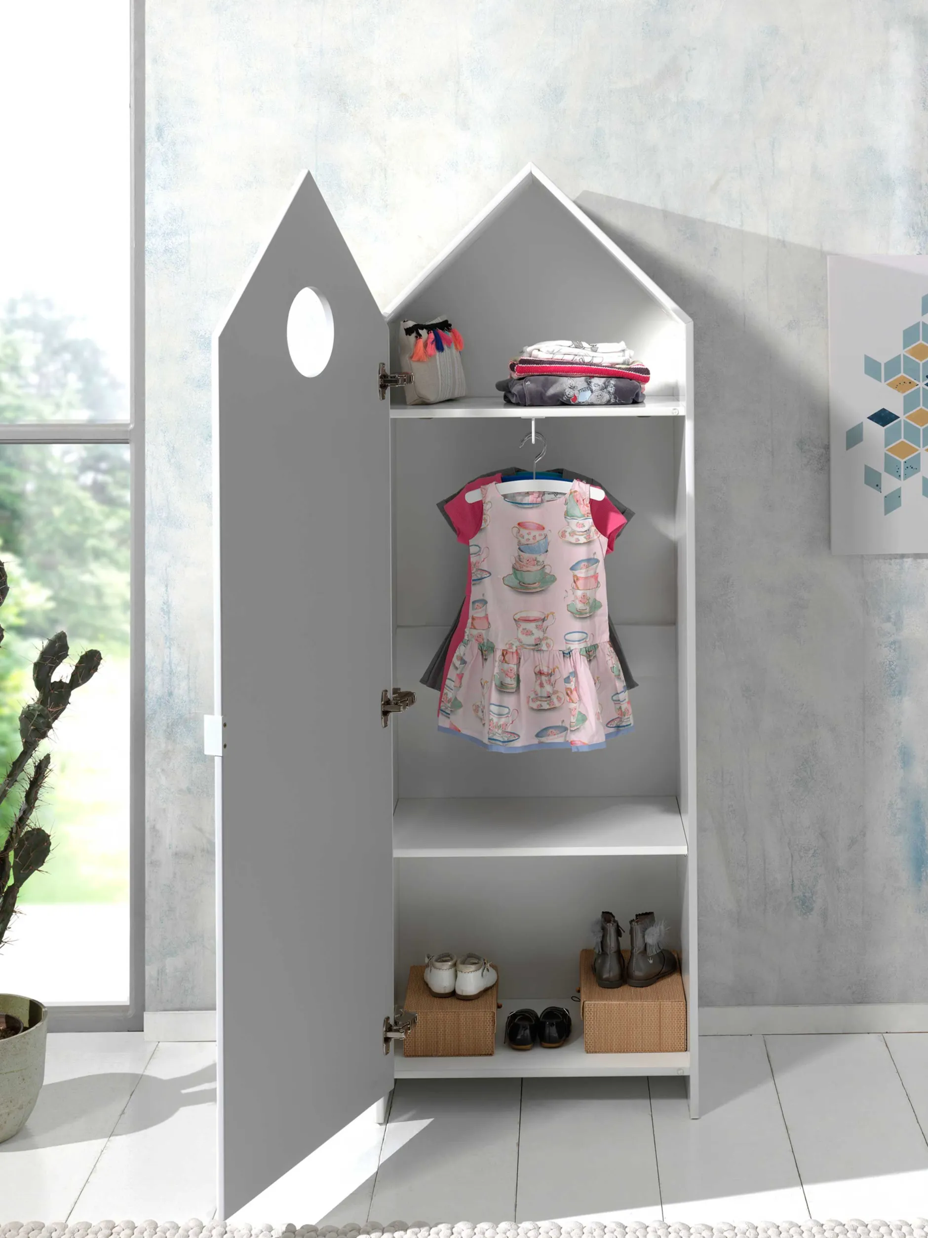 2-teiliger Kleiderschrank Casami - 115x37x172 cm - Weiß/Mintgrün