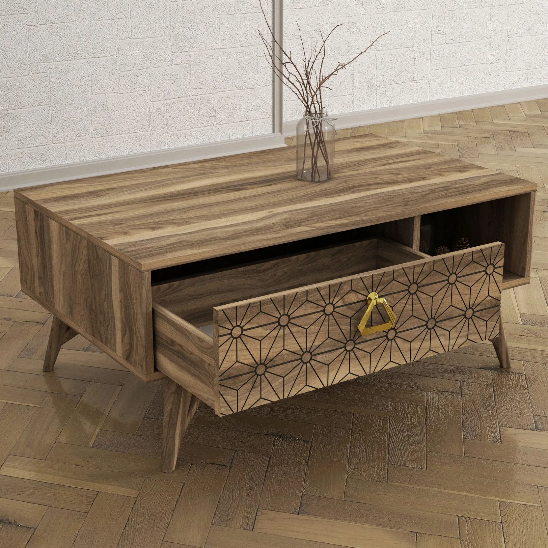 Tera Home Couchtisch | Melaminbeschichtet | Walnuss | 18mm Dicke