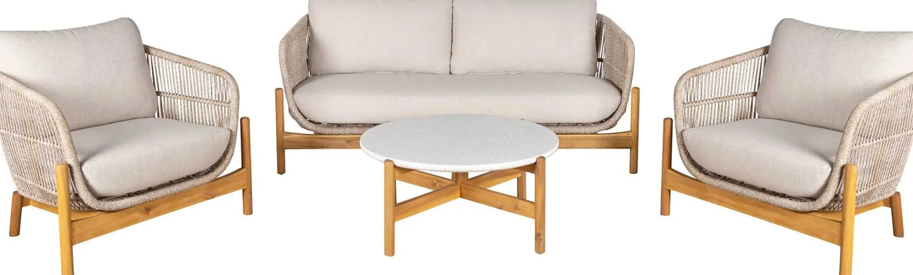 Terracina Lounge-Set - mit Kissen - Akazienholz/Beige