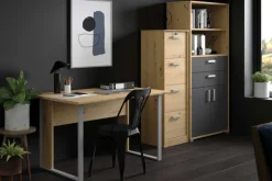 The OfficeBüro-Set : Schreibtisch 120cm, Aktenschrank, Bücherregal - Eiche Dekor