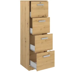 The OfficeBüro-Set : Schreibtisch 120cm, Aktenschrank, Bücherregal - Eiche Dekor