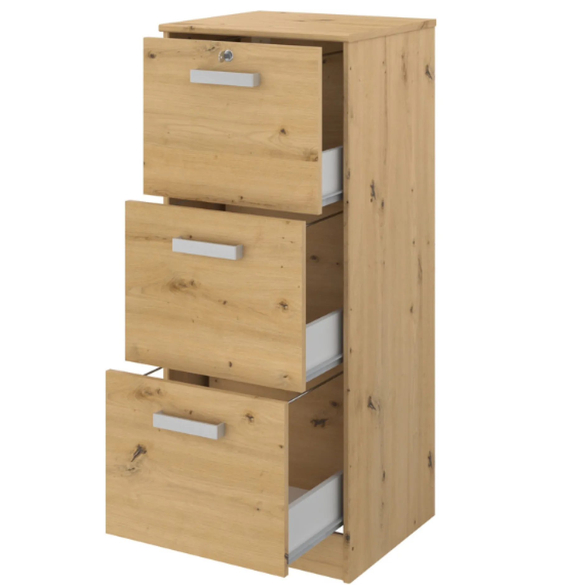 The OfficeBüro-Set : Schreibtisch 150cm, Schubladenschrank, Bücherregale, Aktenschränke - Eiche Dekor