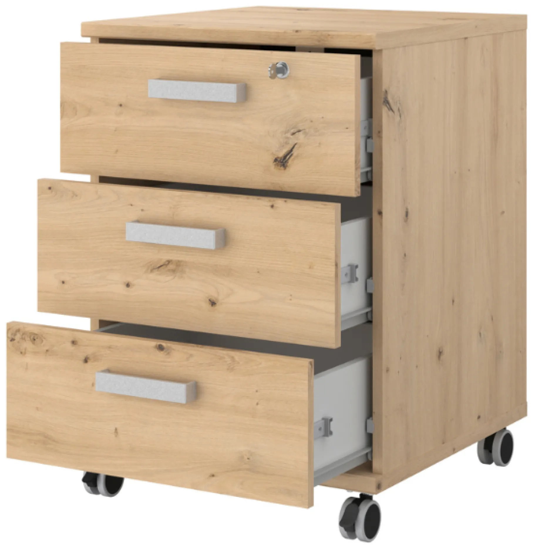 The OfficeBüro-Set : Schreibtisch 150cm, Schubladenschrank, Bücherregale, Aktenschränke - Eiche Dekor