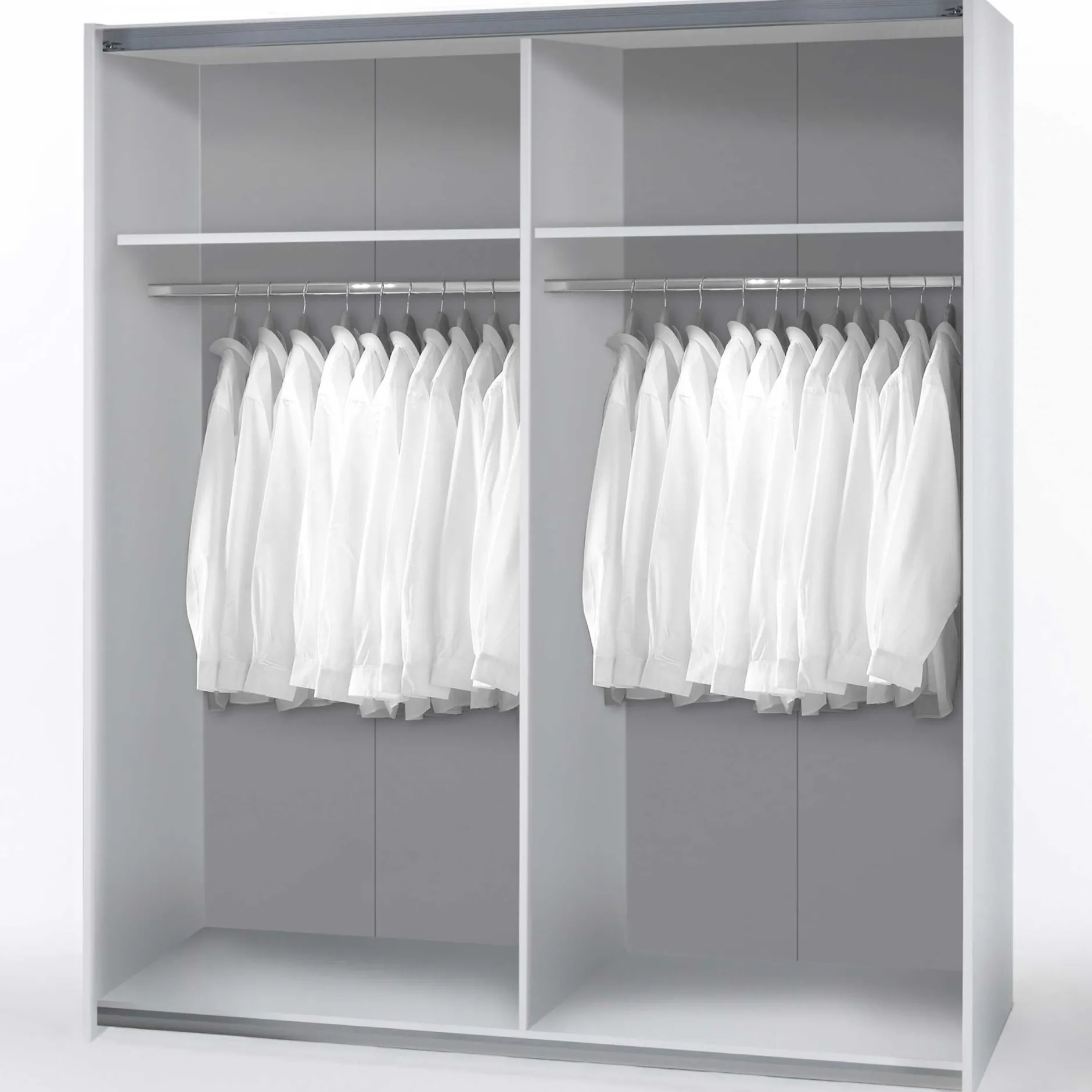Tiempo Kleiderschrank 170x59x195cm mit zwei Türen - weiß