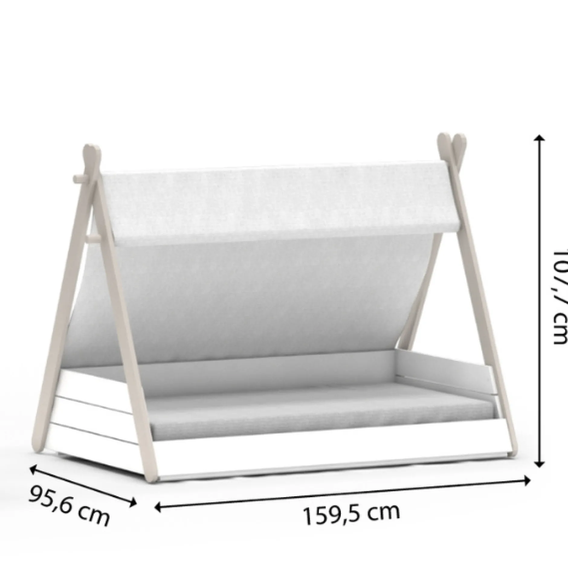 Tipi-Bett Dreamcatcher 70 x 140 cm-mattweiß/taupe/ecru