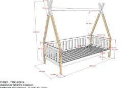 Tipi-Bett 90 x 200cm mit Bettkasten - weiß