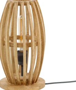 Tischlampe Vivian - 20x20x38 cm - Mangoholz/Beige