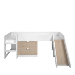 Tobo Halbhochbett mit Rutsche 90x200 - Eiche/Weiß