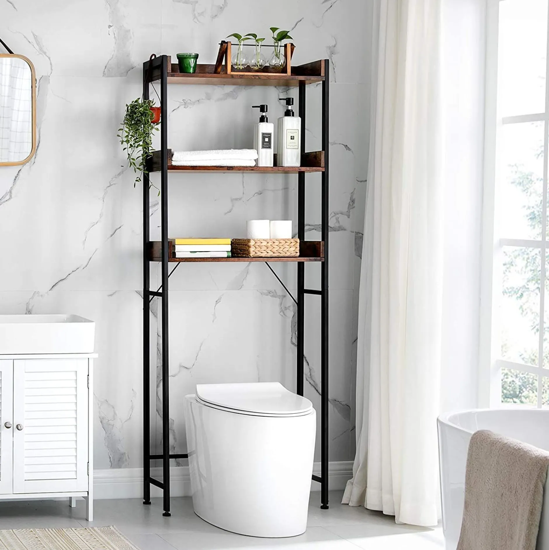 Toilettenschrank Atlanta | 63 x 25 x 165 cm | Braun-schwarz