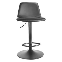 Tommy Verstellbarer Barhocker - 58-80cm Sitzhöhe - schwarzes Kunstleder