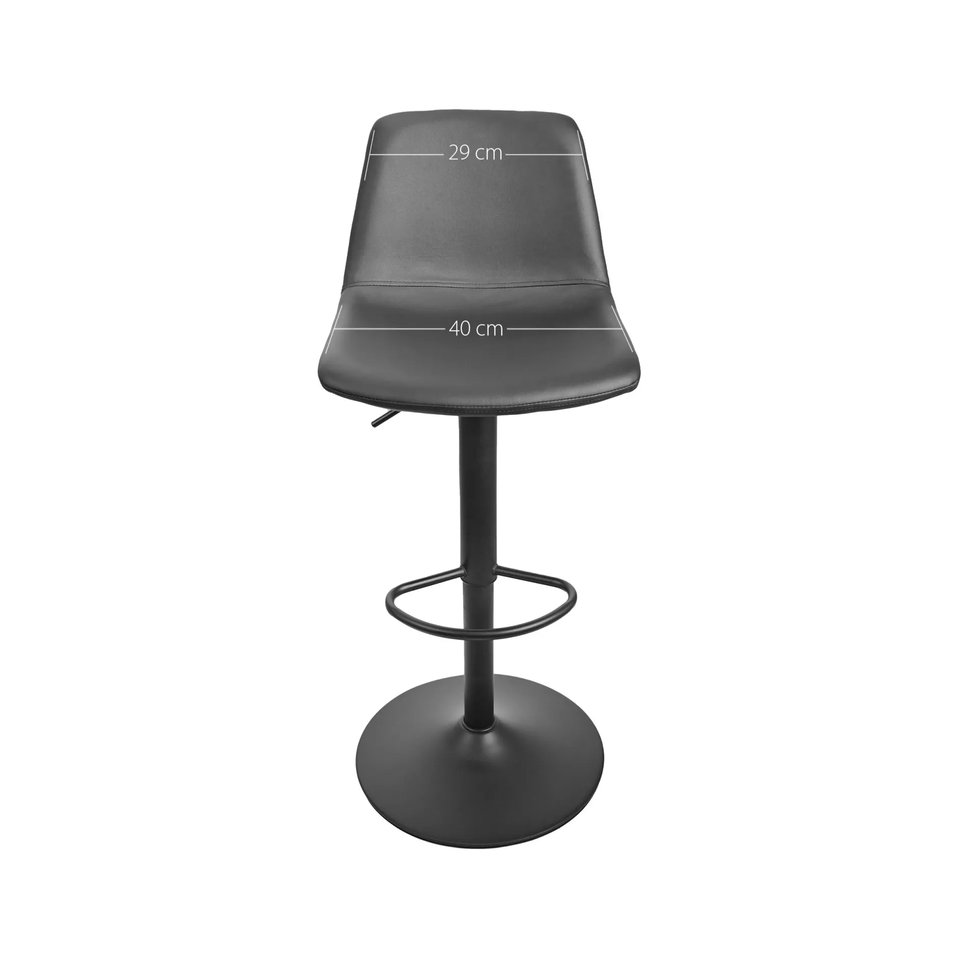 Tommy Verstellbarer Barhocker - 58-80cm Sitzhöhe - schwarzes Kunstleder