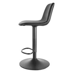 Tommy Verstellbarer Barhocker - 58-80cm Sitzhöhe - schwarzes Kunstleder