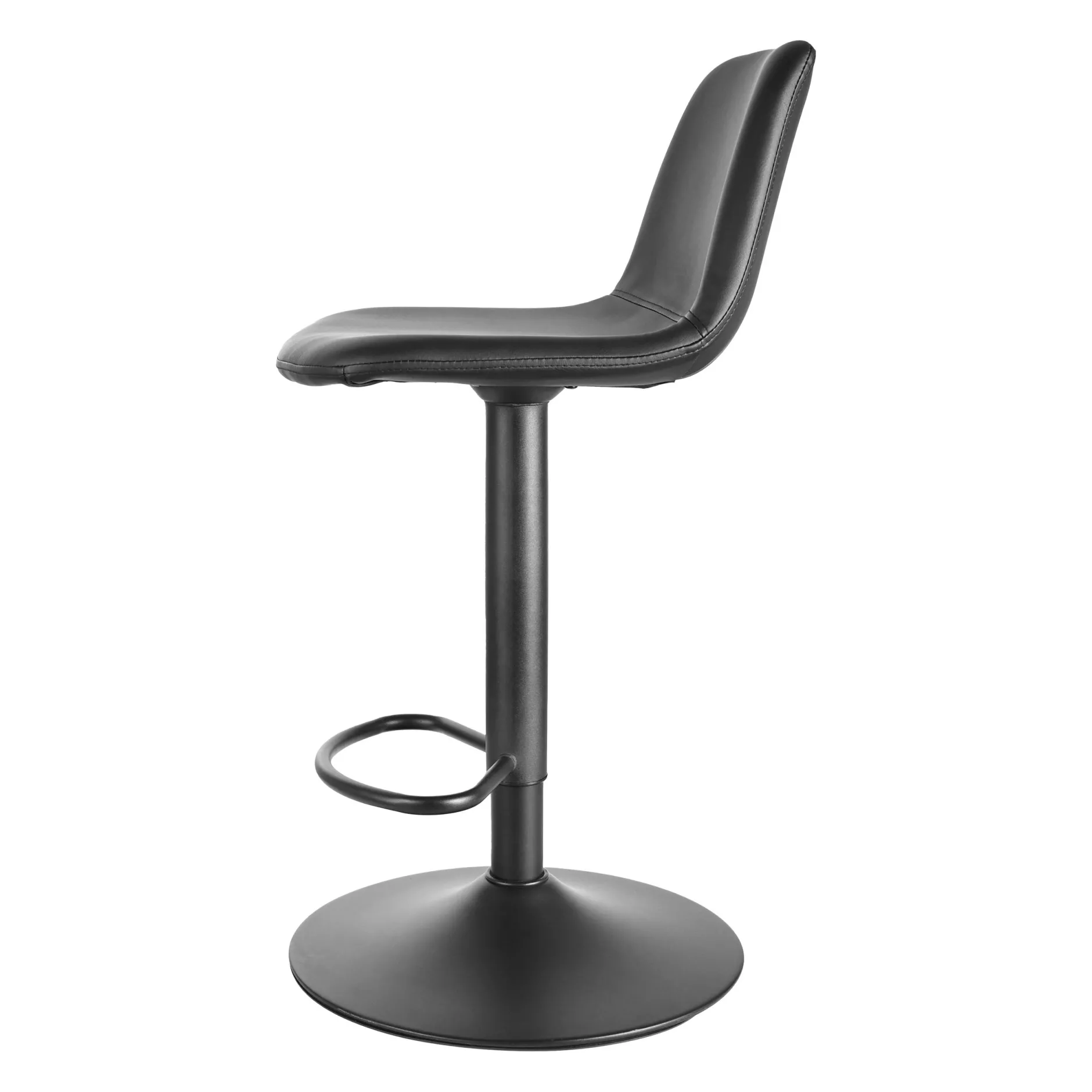 Tommy Verstellbarer Barhocker - 58-80cm Sitzhöhe - schwarzes Kunstleder