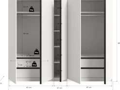 5-Türiger Kleiderschrank Oakland Xonox - Weiß - 230x183x53 cm