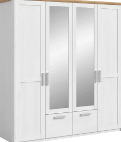 4-türiger Kleiderschrank Verona Xonox - sibiu-lärchenfarbene Oberfläche - 188x200x61 cm - Weiß
