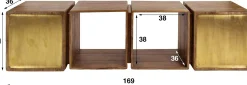 2-türiges Mango-Sideboard und TV-Schrank aus Messing