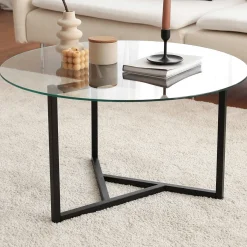 Trio G Couchtisch | METALLRAHMEN | Transparent, Schwarz