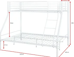 Trixie Etagenbett 90x200 und 140x200 - Metall - matt weiß